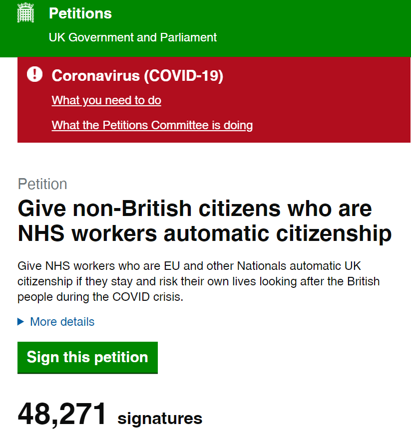 NHS petition